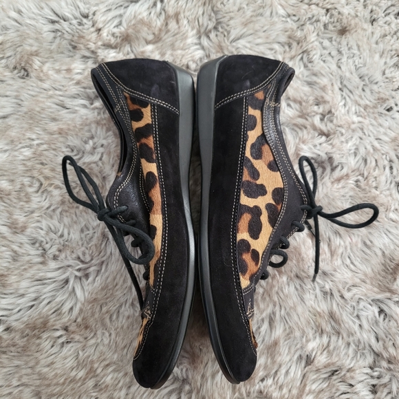 Attilio Giusti Leombruni Vintage Leopard Print Pony Hair Black Suede Size 38 - Picture 4 of 9